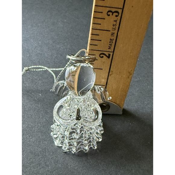 Vtg Crystal Handblown Spun Glass Clear Angel Wings Ornament Holiday Christmas - Picture 3 of 6